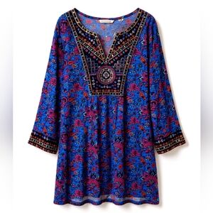 SOFT SURROUNDINGS XL Embroidered NWT Top Colorful 3/4 Sleeves Women's